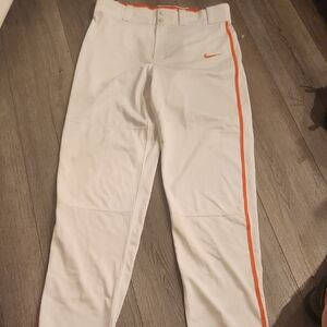 Nike Men's Baseball White Pants with Orange Trim